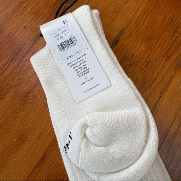 Free People Kick Off Solid Layer knee high socks white red blue bow retro new - Picture 7 of 8